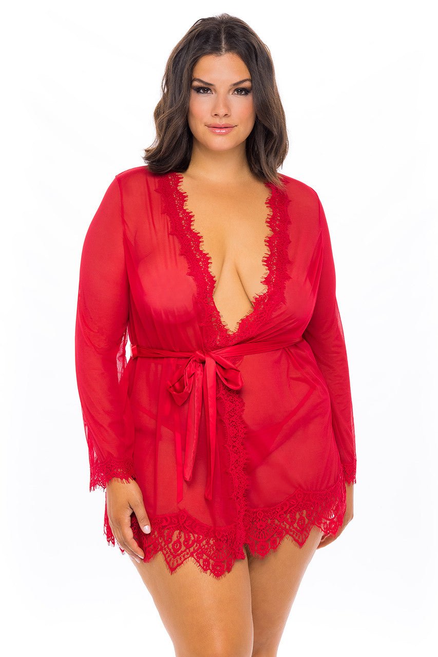 Curvy Provence Sheer Shortie Robe - Robe - Oh La La Cheri