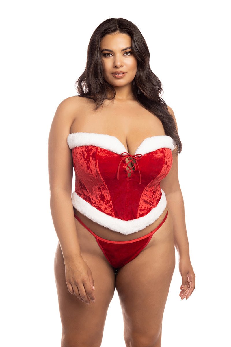 Curvy Santa's Entourage Velvet Bustier Bra Set - Bustier - Oh La La Cheri