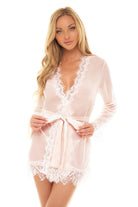 Provence Eyelash Lace Robe With Sash And G - string Panty - G - String - Oh La La Cheri