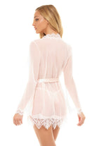 Provence Eyelash Lace Robe With Sash And G - string Panty - G - String - Oh La La Cheri