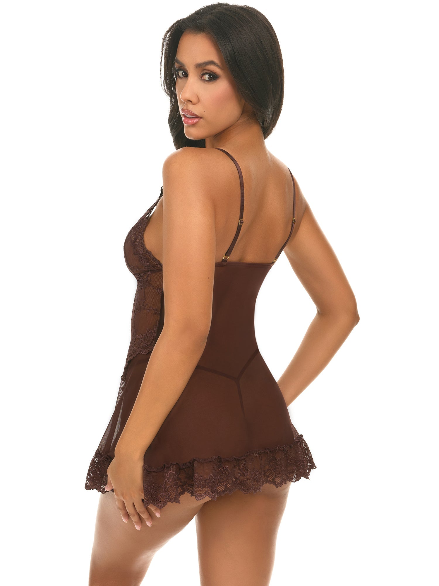 Valentine Soft Cup Lacey Babydoll With Bows And G - string Panty - Babydoll - Oh La La Cheri