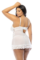 Valentine Soft Cup Lacey Plus Size Babydoll With Bows And G - string Panty - Babydoll - Oh La La Cheri