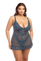 Valentine Soft Cup Lacey Plus Size Babydoll With Bows And G - string Panty - Babydoll - Oh La La Cheri