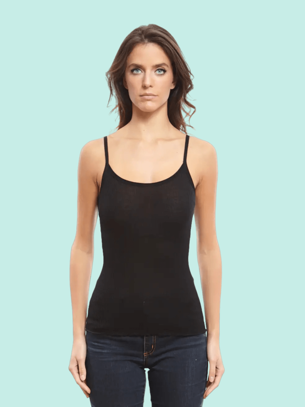 Lettuce Edge Ribbed Wool & Silk Scoop Neck Camisole Top - Cami - Oscalito