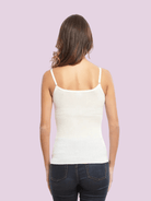 Lettuce Edge Ribbed Wool & Silk Scoop Neck Camisole Top - Cami - Oscalito