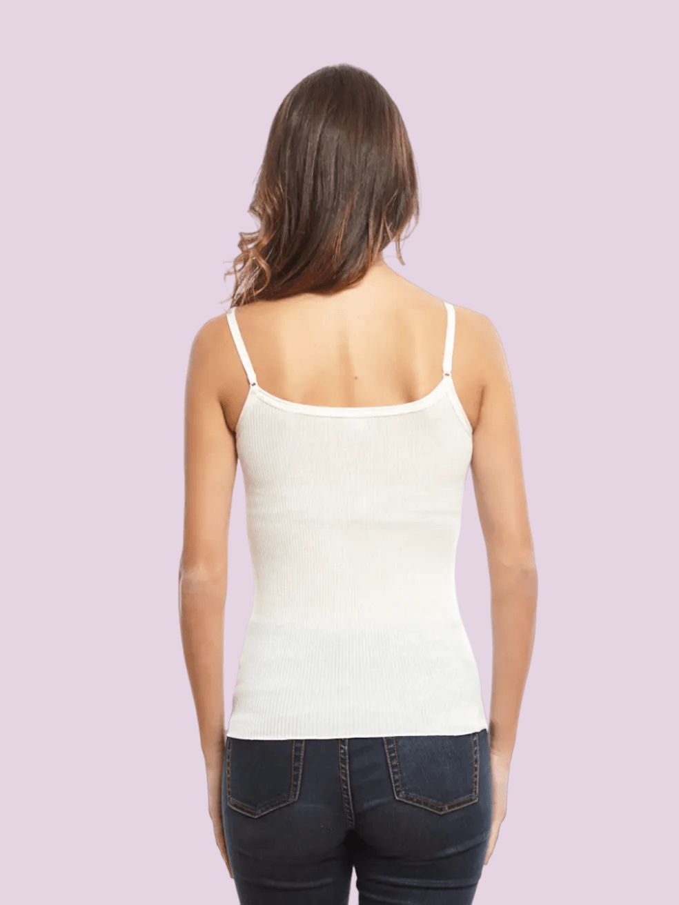 Lettuce Edge Ribbed Wool & Silk Scoop Neck Camisole Top - Cami - Oscalito