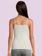 Lettuce Edge Ribbed Wool & Silk V - neck Camisole Top With Lace - Cami - Oscalito