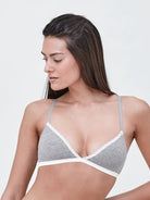 Adorned Cotton Plunge Wireless Bra - Bralette - Skarlett Blue