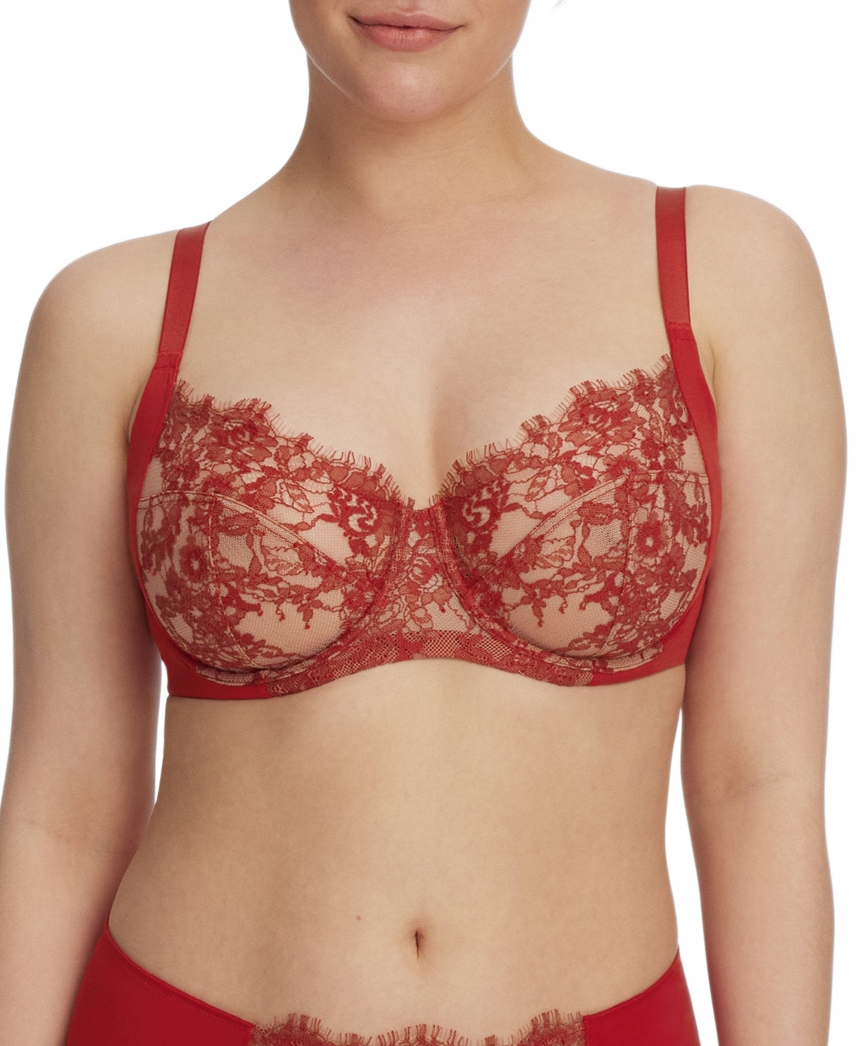 Entice Lace Full Coverage Balconette Side Support Underwire Bra - Side Support - Skarlett Blue