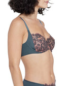 Entice Lace Full Coverage Balconette Side Support Underwire Bra - Side Support - Skarlett Blue