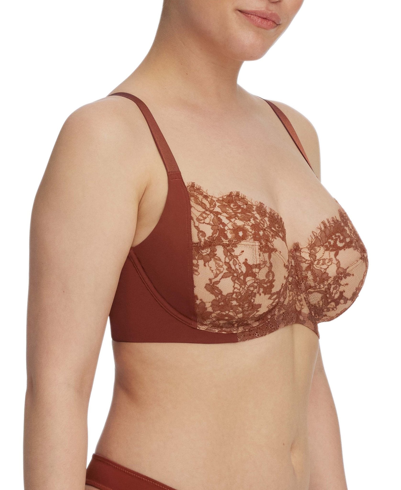 Entice Lace Full Coverage Balconette Side Support Underwire Bra - Side Support - Skarlett Blue