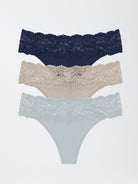 Goddess Lace Trim Thong 3 Pack - Thong - Skarlett Blue