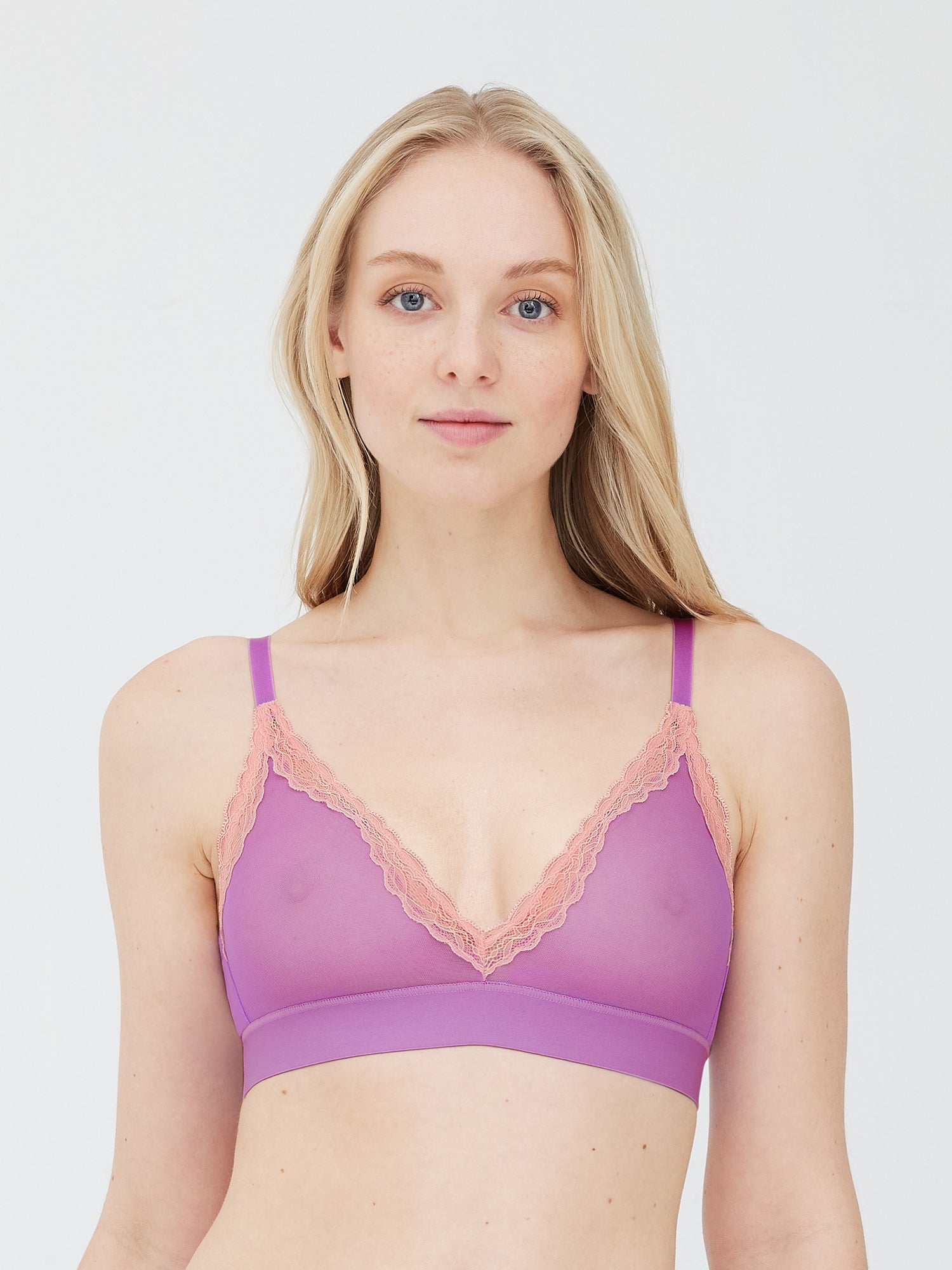 Passion Mesh Plunge Wireless Bra - Bralette - Skarlett Blue