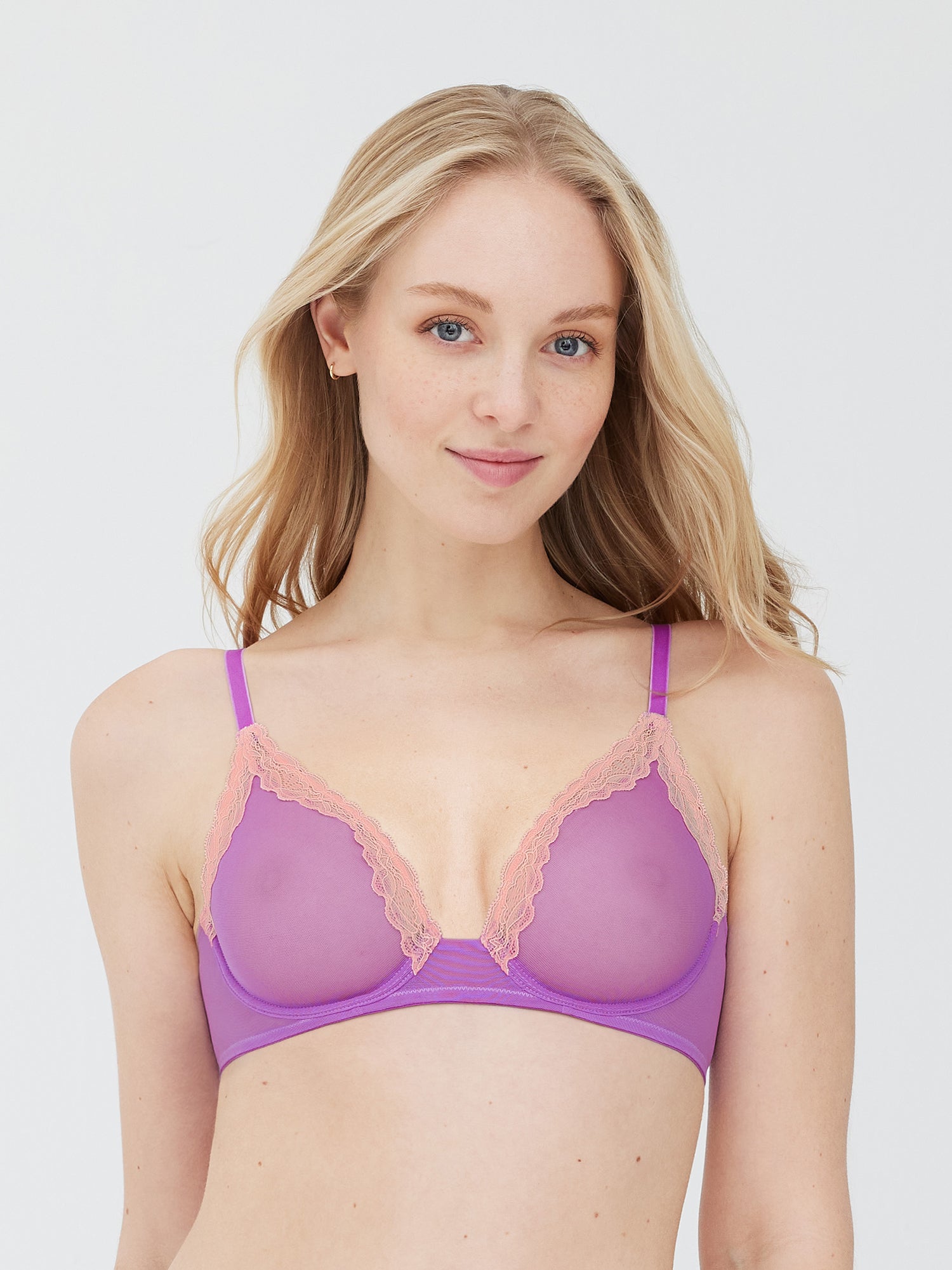 Passion Mesh Unlined Underwire Bra - T-Shirt - Skarlett Blue